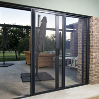 Porte coulissante extérieure KOJOON moderne à double vitrage Low-E en aluminium, insonorisée et étanche, pour patio, modèle standard noir