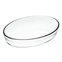 Plat à four ovale en verre LINUO, vente en gros, en verre borosilicate de haute qualité, résistant à la chaleur, à prix abordable