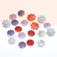 Kancing Kristal Rhinestone Bentuk Bunga Salju Cantik, Kancing Logam Cubic Zirconia untuk Cardigan, Kemeja Wanita, Mantel, Topi