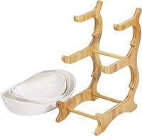 Présentoir à fruits à plusieurs niveaux en gros – Support de rangement en bois à 3 niveaux pour légumes et fruits avec assiettes en céramique