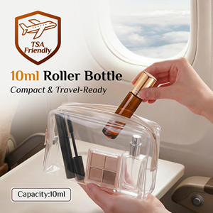 ขวดแก้วน้ำหอมแบบโรลออนทรงกลมสูง ขนาด 10 มล. 15 มล. แบบขายส่ง OEM รับทำโลโก้ตามสั่ง ขวดเปล่าแบบหรูหรา ขวดน้ำมันบำรุงรอบดวงตา พร้อมลูกกลิ้ง - Product Image 3