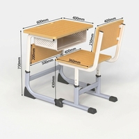 Nouveau mobilier scolaire philippin en panneau multicouche sur mesure, ensemble bureau et chaise individuels en bois pour salle de classe