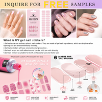 Autocollants pour ongles en gel UV semi-durcis E&A, style French Manucure, non toxiques, écologiques, auto-adhésifs, à usage unique, style pailleté