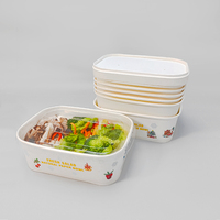 Récipient de nourriture de salade de papier de bambou rectangulaire écologique d'usine 500ml 650ml 750ml 1000ml pour Sushi et nourriture de bébé