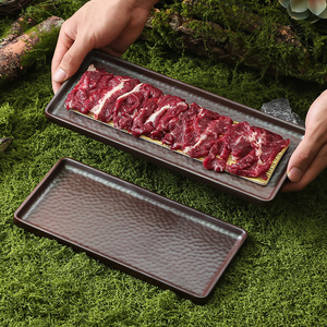Assiette rectangulaire pour accompagnement de fondue chinoise style montagne, assiette spéciale en mélamine pour fondue chinoise, idéale pour le bœuf fraîchement tranché. - Product Image 2
