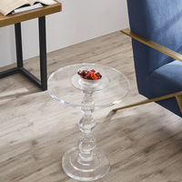Table basse ronde transparente créative avec base en cristal, petite table d'appoint moderne et minimaliste en acrylique