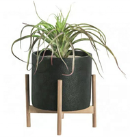 Mini support moderne en bois avec surface givrée Support cylindrique pour plantes en argile et bambou pour fleurs et plantes