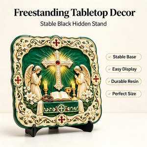 Targa Personalizzata in Resina per Adorazione <span class=keywords><strong>Eucaristica</strong></span>, Angeli 3D, Croce, Calice, Arte Religiosa Cattolica, Regalo da Fabbrica - Product Image 5