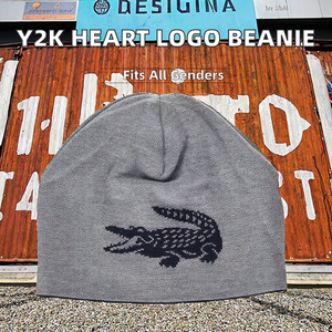 Bonnets personnalisés avec logo du fabricant, motif de personnage, tricot jacquard, style Y2K, unisexe, streetwear, voyage, bonnets d'hiver ajustables - Product Image 2