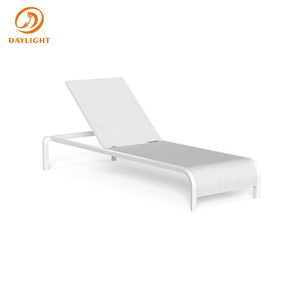 Modern Cushionless <strong>Outdoor</strong> <strong>Chaise</strong> <strong>Lounge</strong>, Quick-Dry Mesh Patio Sunbed with Adjustable Backrest and Matching <strong>Pouf</strong> - Product Image 4