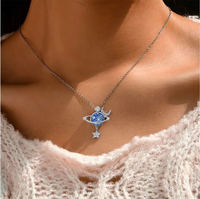Bijoux à la mode étoile lune espace univers planète pendentif collier pour femmes étoile lune Zircon collier ras du cou