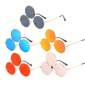 Gafas de sol polarizadas redondas para hombre y mujer, lentes de sol unisex con protección UV400, de tres círculos, estilo Punk, FF1035 - Product Image 1