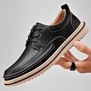 Chaussures habillées authentiques pour hommes, en cuir véritable, à lacets, antidérapantes, motif léopard, nouveau design, toutes saisons, hiver, été - Product Image 4