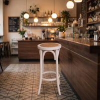 MULIGNA Prix de gros Tabouret de bar scandinave d'extérieur en bois courbé et rotin, style bistrot, pour mariage