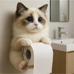 Portarrollos de Papel Higiénico con Diseño de Gato, Ecológico, de Resina, para Montar en la Pared, Almacenamiento para Baños, Decoración del Hogar - Product Image 4