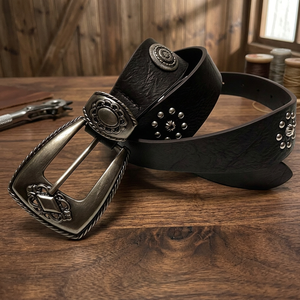 Retro Punk-Style Y2K Alloy Buckle <b>Studded</b> Leather <b>Belt</b> Versatile Statement <b>Belt</b> for Jeans - Product Image 3
