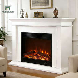 Cheminée en <span class=keywords><strong>bois</strong></span> blanc Hampton moderne, style américain, avec manteau de cheminée autoportant pour <span class=keywords><strong>insert</strong></span> de cheminée électrique - Product Image 1