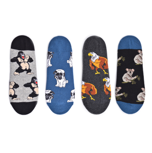Calcetines tobilleros divertidos de jacquard con estampado de animales famosos, personalizados OEM, de algodón peinado, de corte bajo, invisibles para <span class=keywords><strong>hombre</strong></span> - Product Image 1