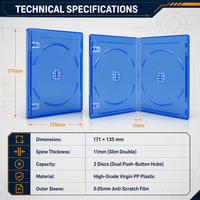 Op voorraad Transparant Blauwe 2-Disc Blu-ray Opbergdoos Dubbele Disc Media Box met Booklet Clips voor 4K UHD Filmseries