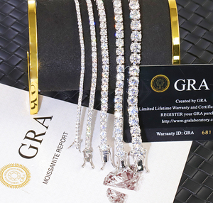 Various sizes tennis chain bracelet VVS moissanite diamond Pass diamond tester Gold plated 925 sterling sliver GRA certificate - Product Image 1