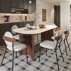 Ensemble table et chaises <span class=keywords><strong>de</strong></span> salle à manger ovales en bois massif, style Mid-Century Modern, 4 à 6 places, mobilier <span class=keywords><strong>de</strong></span> <span class=keywords><strong>cuisine</strong></span> complet pour la vente en gros aux restaurants - Product Image 3