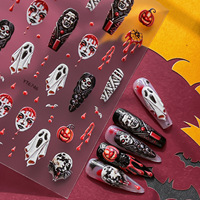 Autocollants d'ongles 5D d'horreur TSZS Halloween, motifs gothiques, yeux sanglants, lèvres, fantômes, empreintes de mains, non toxiques, fournitures de salon DIY