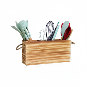 Soporte de utensilios de cocina hecho a mano de madera de Acacia lujosa para caja de almacenamiento de caddy de encimera para la venta de fabricación india - Product Image 1