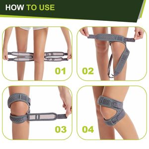 Sangle de soutien du tendon rotulien antidérapante, soulagement de la douleur au genou, sangle de genou réglable pour la course à pied, le football, le basketball - Product Image 6