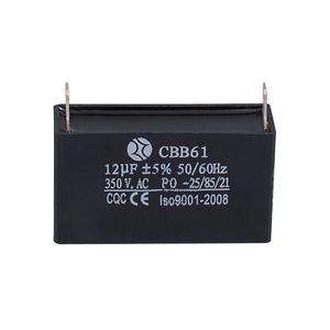 Condensador de Generador Negro de 12uF, <span class=keywords><strong>CBB61</strong></span> 12uF <span class=keywords><strong>50</strong></span>/<span class=keywords><strong>60Hz</strong></span> <span class=keywords><strong>350VAC</strong></span> para Motor de Ventilador - Product Image 1