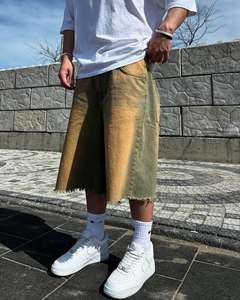 Street Fashion Casual Skater Boy Jorts Wash Whisker Fade Denim <strong>Jeans</strong> Wide <strong>Leg</strong> Half Pant Bottom <strong>Short</strong> Baggy Designer <strong>Jeans</strong> - Product Image 4