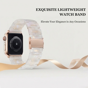 Bracelet de montre en résine écaille de tortue <span class=keywords><strong>pour</strong></span> <span class=keywords><strong>Apple</strong></span> <span class=keywords><strong>Watch</strong></span> Series 11 10 9 8 <span class=keywords><strong>7</strong></span> 6 38mm 42mm, bracelet léger au toucher chaud <span class=keywords><strong>pour</strong></span> femmes - Product Image 4
