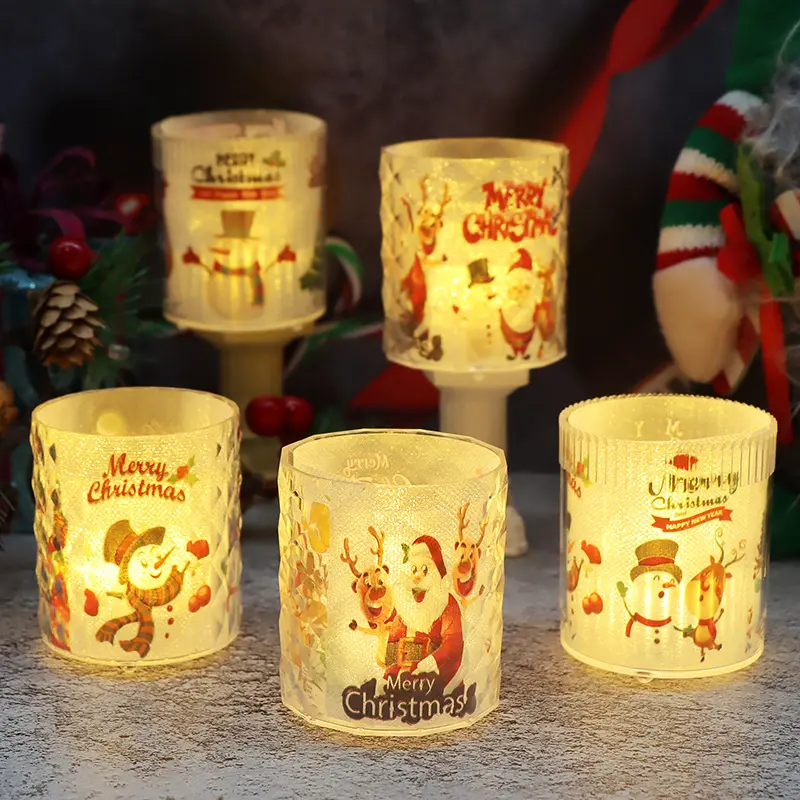 Groothandel Custom Theekaars Plastic Transparante Houder Romantisch Kaarslicht Voor Kerstfeest Decoratie