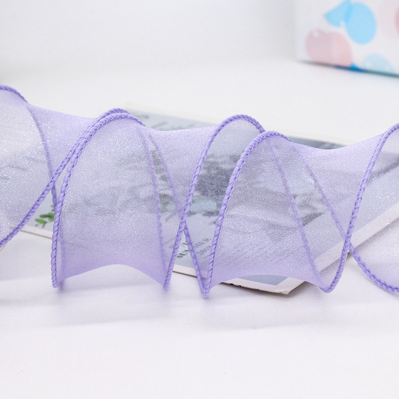 4 Cm*10 Yards Solid Floral Multi-Color Pearl Yarn Ribbon Mermaid Lace Ribbon Birthday Cake Packaging Snow Gauze Made Polyester