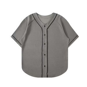 Wholesale Blank Waffles Knit Youth Baseball Jersey Custom Embroidery <b>Mesh</b> Button Down 100% Polyester Baseball Jerseys - Product Image 5