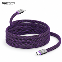 Câble USB-C vers USB-C plat SIKAI NEO en alliage 240W, PD 3.1, tressé, charge rapide, synchronisation 480 Mbps, LED, pour bureau, jeux, téléphone