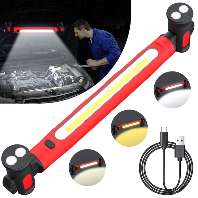 Cob Under Hood Work Light Usb Rechargeable Car Repair Underhood Light Magnetic Work Lamp Led Auto Tool Light