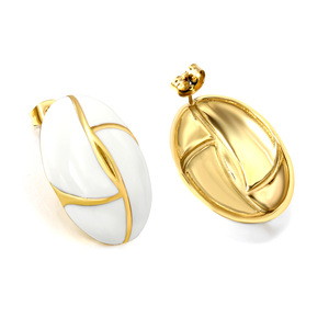 Geometric Oval <b>Stud</b> <b>Earrings</b> Gold <b>Black</b> Stainless Steel Minimalist Design For Women Party Fashion Jewelry - Product Image 3