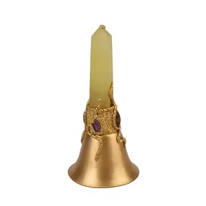 Natural tower crystal brass hand bell crystals healing stones crystal point handbell