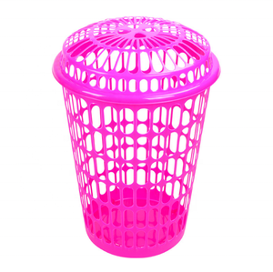 Panier à linge en plastique extra large avec couvercle, forme ronde, pour vêtements sales à la maison, 30/40/50/60L - Product Image 1