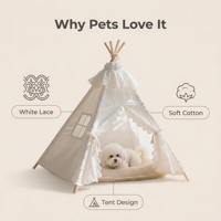 Coussin de lit pour chat et chien en toile écologique lavable, portable, en forme de tente tipi, pour petits animaux, logo personnalisé, emballé en carton, toutes saisons