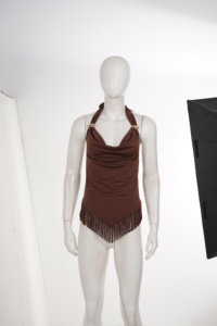 Top con cuello halter para mujer, con detalle de anillo dorado y dobladillo con flecos, ropa sexy sin mangas para fiesta y discoteca, moda Y2K de verano - Product Image 6