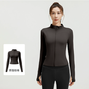 Veste de sport <span class=keywords><strong>pour</strong></span> femme, vente chaude 2025, vêtements de sport, fermeture éclair intégrale, vestes de yoga, hauts de sport à manches longues personnalisés <span class=keywords><strong>pour</strong></span> adultes - Product Image 3