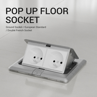 Boîte de prises pop-up au sol standard européen 2 groupes étanche IP44 prise de courant française mise à la terre pour le bureau et la maison