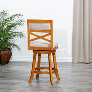 DB 24\" Counter Height X-Back Swivel Stool Contemporary Design Natural Finish with Beige PU Seat for <b>Bar</b> or <b>Gym</b> - Product Image 6