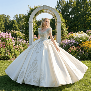 Robe de mariée de luxe Xs244, style Sweetheart, dos lacé, perles, broderie de cristaux, robe de mariée personnalisable, Jancember - Product Image 1