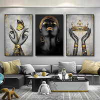 HAOWAI HAOWAI OEMODM Lot de 3 tableaux muraux abstraits africains à motif de figures humaines pour chambre à coucher, décoration murale moderne, impression sur toile