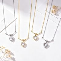 Collier en acier inoxydable plaqué or 18 carats avec zircon en forme de cœur, cadeau romantique étanche de Fanhua Jewelry