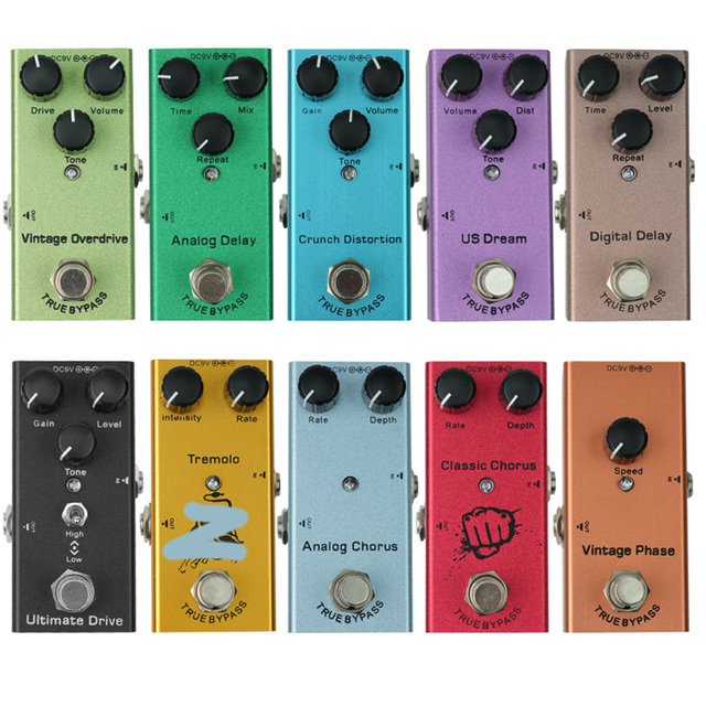 Wholesale Overdrive Distortion Chorus Fuzz Tremolo Delay Metal Lacquered Finish Mini Guitar/Bass Effects Pedal