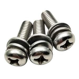 High Quality SS304 Carbon Steel SEMS <b>Screws</b> Phillips Cross Pan Head Locking Feature Three Combination Flat Head Plain Iron - Product Image 6
