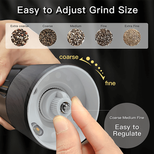 2 in 1 Salt and <b>Pepper</b> Set USB Rechargeable One-button Automatic <b>Pepper</b> Mill Black Wood Grain - Product Image 4